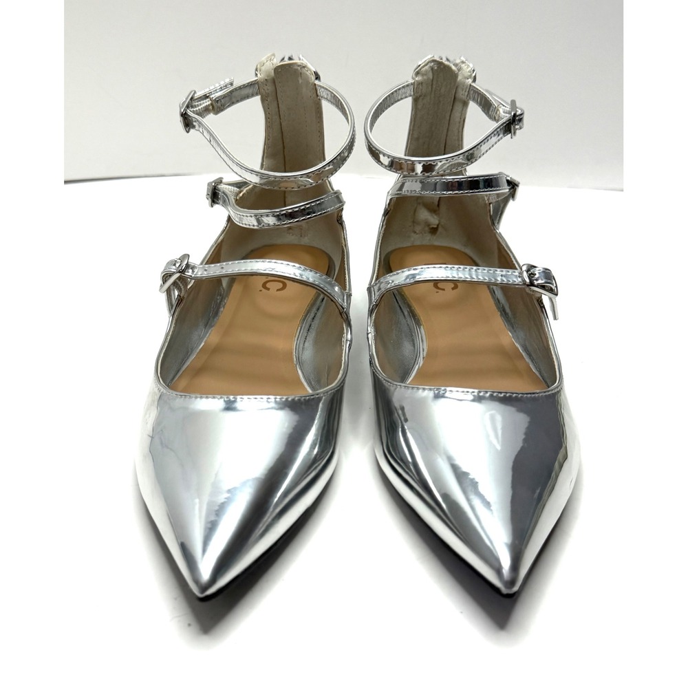 I.N.C. International Concepts Valan‎ Triple-Strapped Flats Silver Size 7M NWT